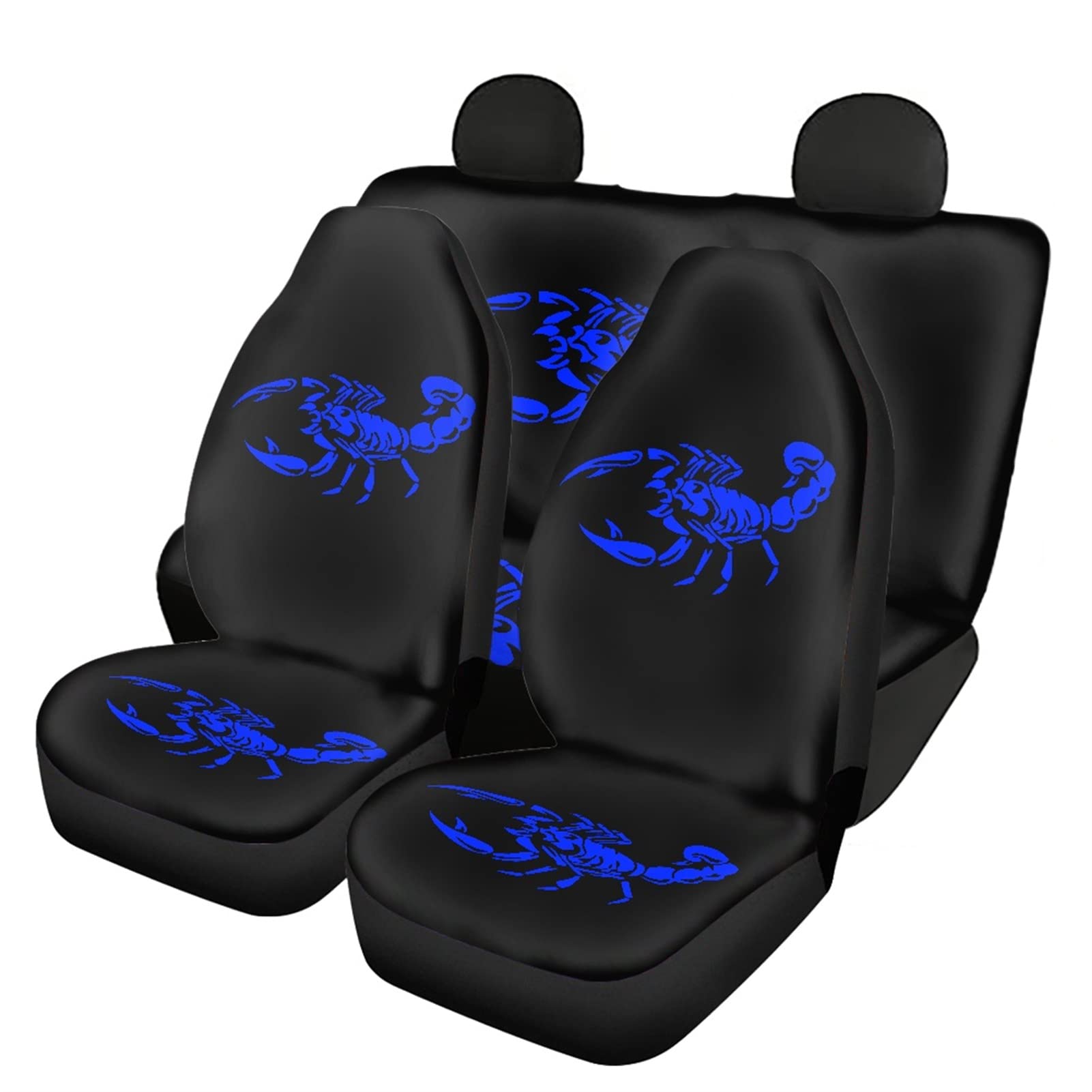 Dolyues Autositzbezüge, vollständiges Set mit 2 Vordersitzbezügen und Rückenlehne, mit Skorpion-Muster, Marineblau von Dolyues
