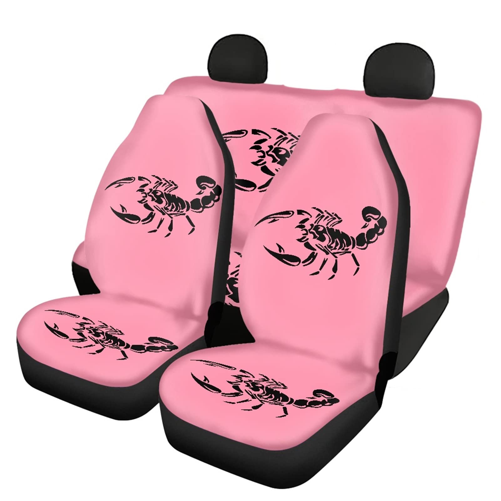 Dolyues Autositzbezüge für 5-Sitzer, schwarz, Skorpion-Druck, universell, atmungsaktives Netzgewebe, Auto-Zubehör, Schutzbezüge (Rosa) von Dolyues