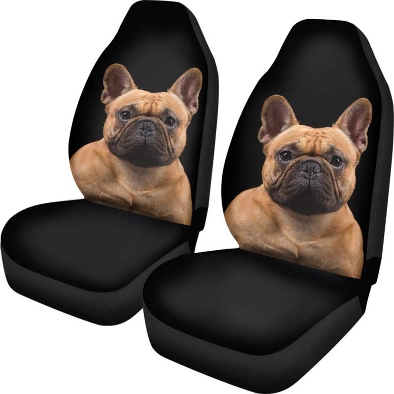 Dolyues Autositzbezüge für Vordersitzschoner, 3D-Hund, französische Bulldogge, universelle Passform, vollständiges Set mit 2 Stück von Dolyues