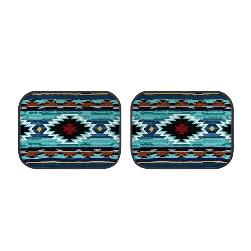 Dolyues Western Aztec Auto Fußmatten hinten Boden Liner Anti-Rutsch Innen Aztekengeometrie Druck Teppich Bodenmatte für Auto, Limousine, SUV, LKW, Türkisblau von Dolyues