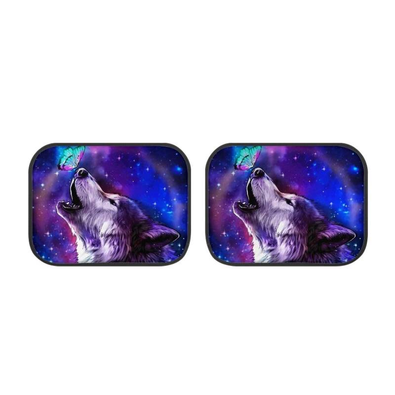Dolyues Wolf Druck Auto Fußmatten 2er Set Tierdruck Hintere Teppiche Matte Anti-Rutsch-Fußmatten Stilvolles Innenzubehör Universal Fit für Auto SUV LKW Van, Lila von Dolyues