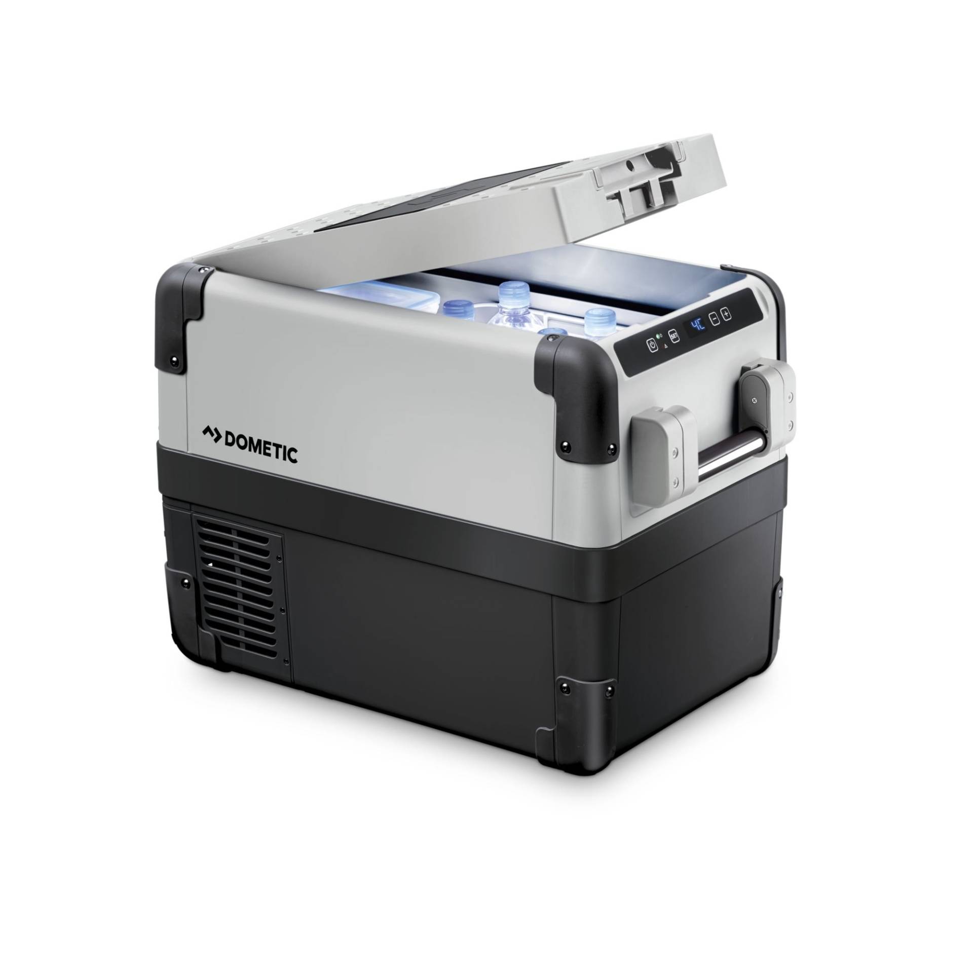 DOMETIC CFX 28, Kompressor-Kühlbox elektrisch, 26 Liter, mit USB-Anschluss, 12/24 V und 230 V, Kühlung bis -22 °C, für Auto, Lkw, Boot, Reisemobil und Steckdose, Grau von DOMETIC