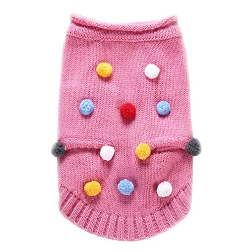 Domybest Bunte Bälle Pet Pullover Tasche Strickwaren ärmellose Kleidung (Pink) (L) von Domybest