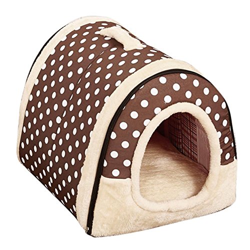 Domybest Faltbare Haustiere Bett Nest House Warm mit Matte für Hunde Katzen (Braun) (L) von Domybest