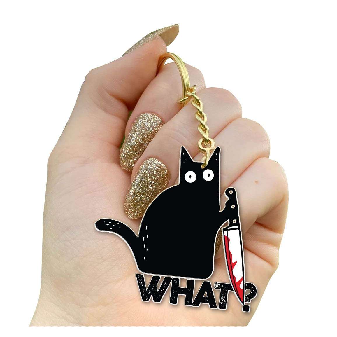 DongNaiWin Schwarze Katze, was lustige und niedliche Muttertagsgeschenke, schwarze Katze, Metall-Schlüsselanhänger für Vatertagsgeschenke, lustiger Taschenanhänger für Frauen von DongNaiWin