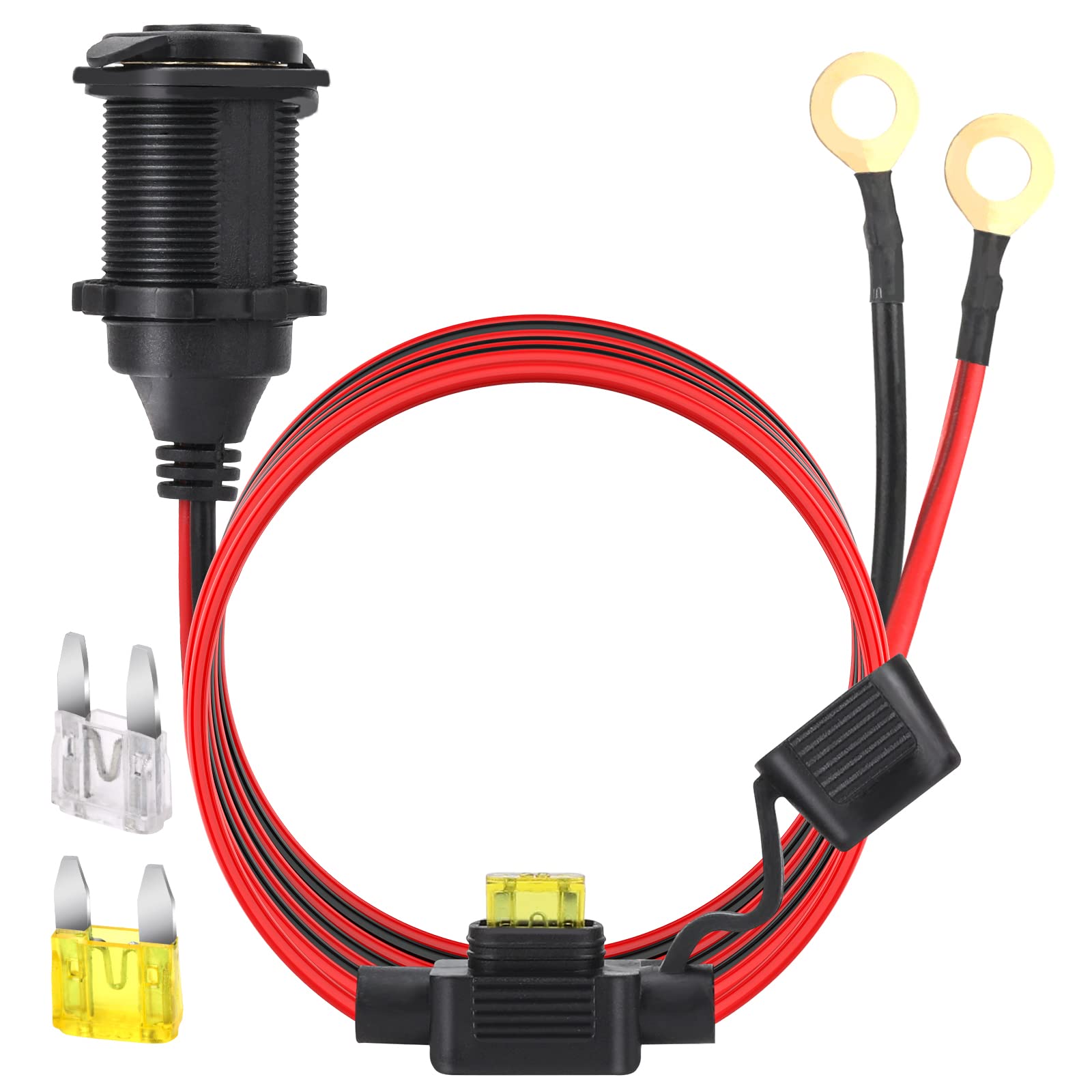 Dongge 1.2m Auto Zigarettenanzünder Steckdose Wasserdicht Marine Grade Auto Zigarettenanzünder 14AWG 20A 25A dapter für 12V/24V DC Auto Boot Motorrad von Dongge