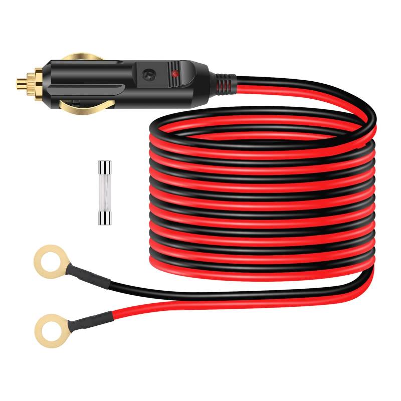 Dongge Auto Zigarettenanzünder Stecker Adapter mit Kabel 12 V 24 V mit Ösenklemmen 2m von Dongge