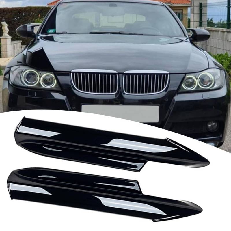 2 Stück Frontstoßstangen-Splitter-Klappe für BMW 3er E90 E91 320i 330i 2005-2008, schwarz von Donkivvy
