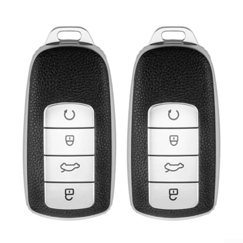 2 x Autoschlüssel-Hülle, Soft-TPU-Fernbedienung, passend für Chery 5 Tiggo 8 Pro, silberfarben von Donkivvy