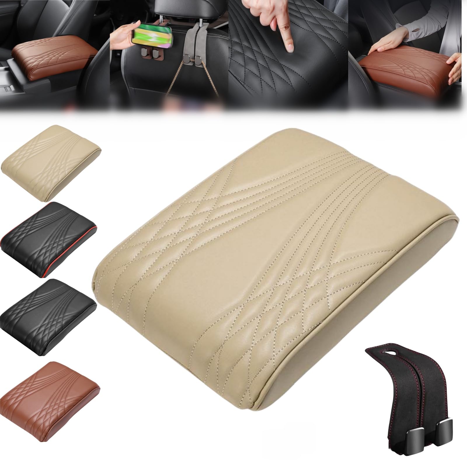 Donubiiu Atsizral Car Armrest, Atsizral Car Armrest Cover Height Pad, Atsizral Leather Car Armrest Cover, Car Armrest Box Pad, Armrest Pillow for Car (1PCS-A) von Donubiiu