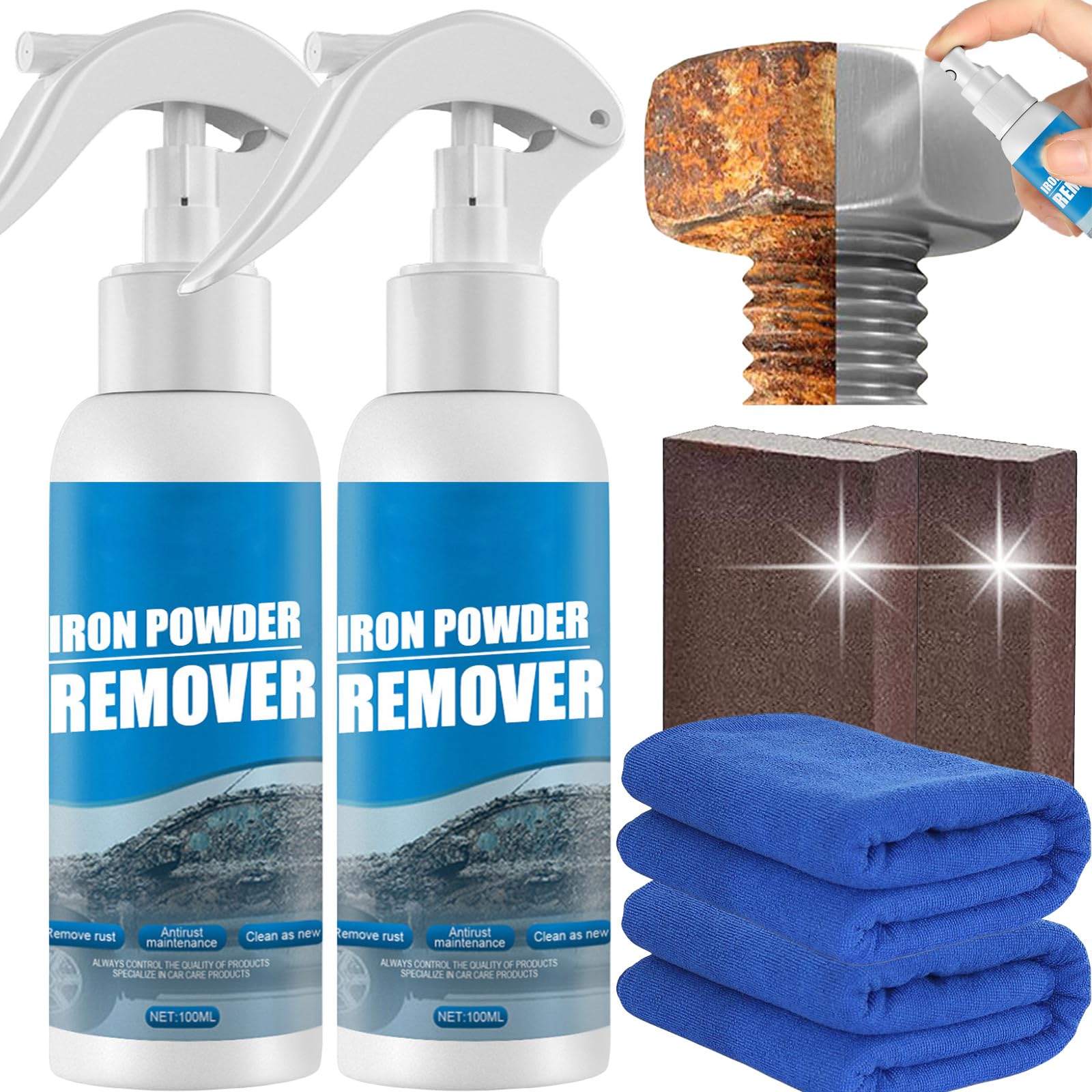 Donubiiu Orblumi - Rust Varnish Magic Spray, Orblumi Iron Powder Remover, Rustout Instant Remover Spray, Multi Purpose Rust Remover Spray, Rust Remover Spray for Metal (100ML-2PCS) von Donubiiu