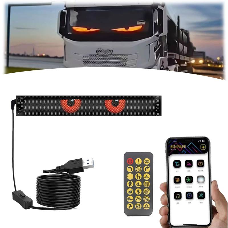 Led Augen für Pkw, Devil Eyes Licht für Auto Frontscheibe, Programmierbar Laufschrift Leuchtreklame Personalisiert Leuchtschild, mit APP-Steuerung und Fernbedienung (A) von Donubiiu