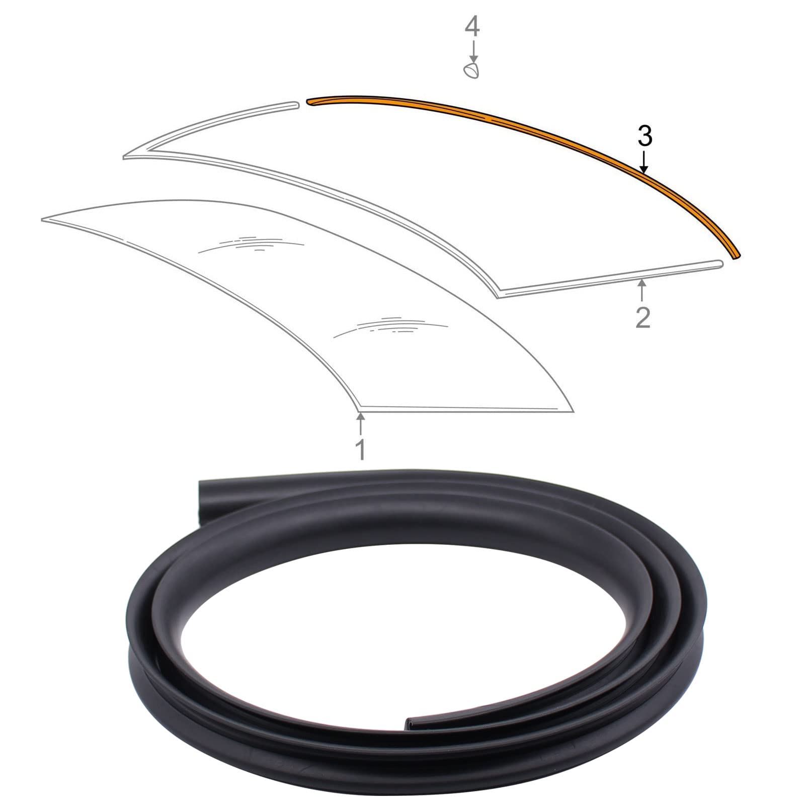 Doo Engy Heckscheibe Gummi Dichtung Abdeckung Windschutzscheibe Fenster Verkleidung Zierleiste Dichtungsstreifen hinten unten für 5er E60 2001-2010 von Doo Engy