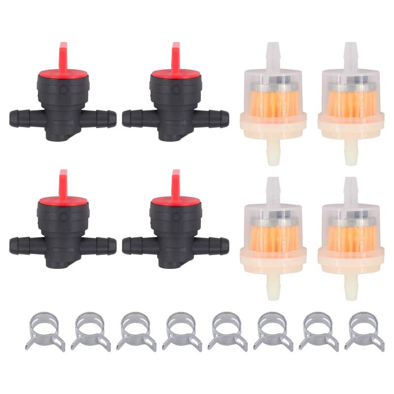 Doo Engy Universal Benzinhahn mit Öl Benzin Diesel Kraftstoffhahn für 6mm - 8mm Schlauch Gartengeräte Satz je 4 von Doo Engy