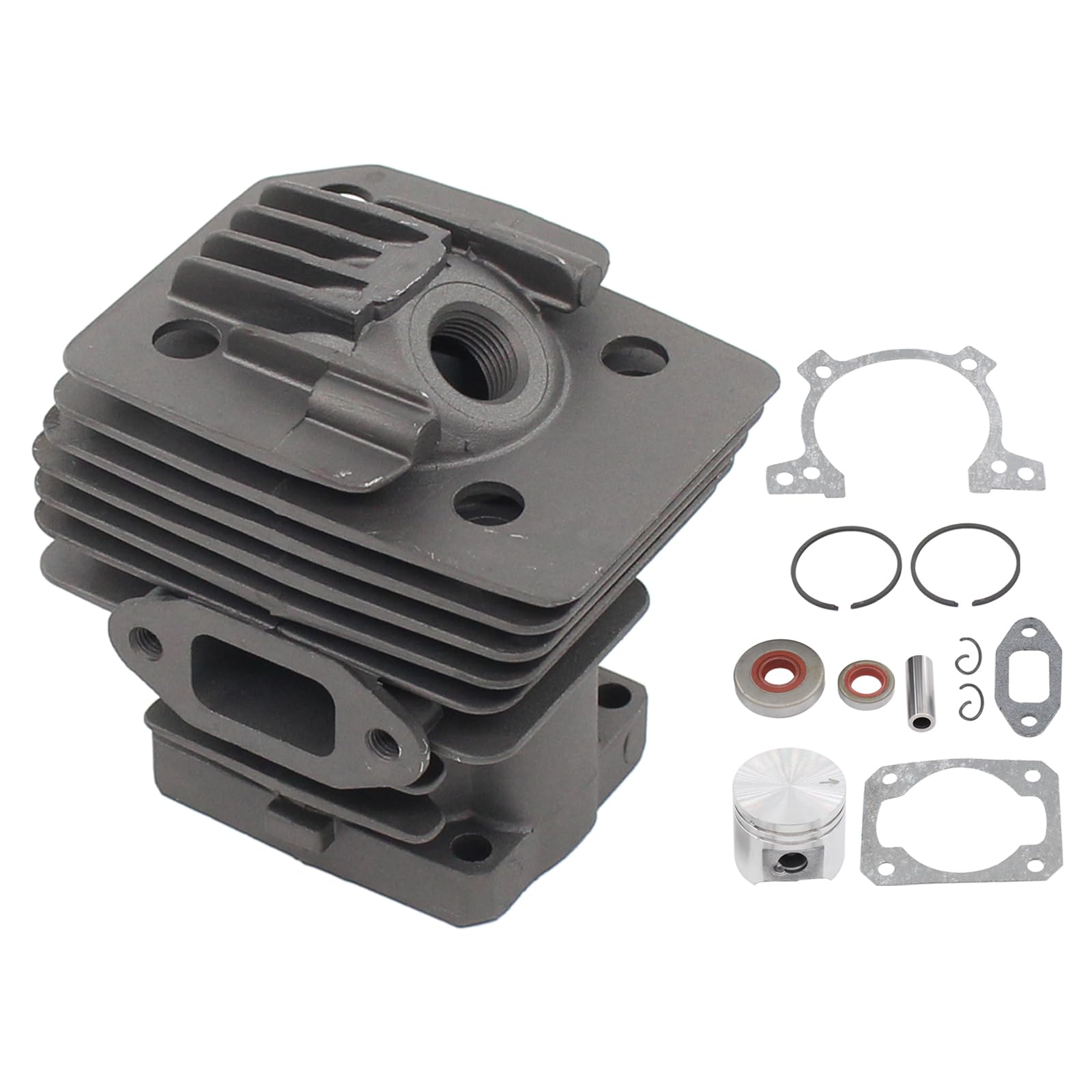 Kolben Zylinder Dichtsatz 38mm Zylinderkolben Dichtungssatz mit Kolbenring Kolbenbolzen Sicherungsclips Simmerringe Auspuffdichtung Zylinderfußdichtung für Stihl FS 220 FS 180 FS 160 Motorsense von Doo Engy