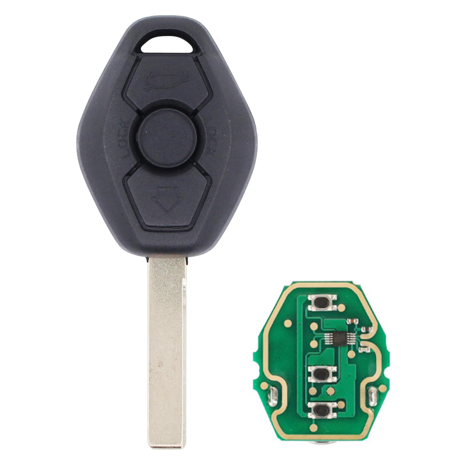Schlüssel Autoschlüssel Funk Fernbedienung 3 Tasten 433MHz Platine Sender Sendeeinheit Transponder mit Elektronik Austausch Schlüsselgehäuse Fräsen HU92 für 3er E46 5er E39 X3 E83 X5 E53 von Doo Engy