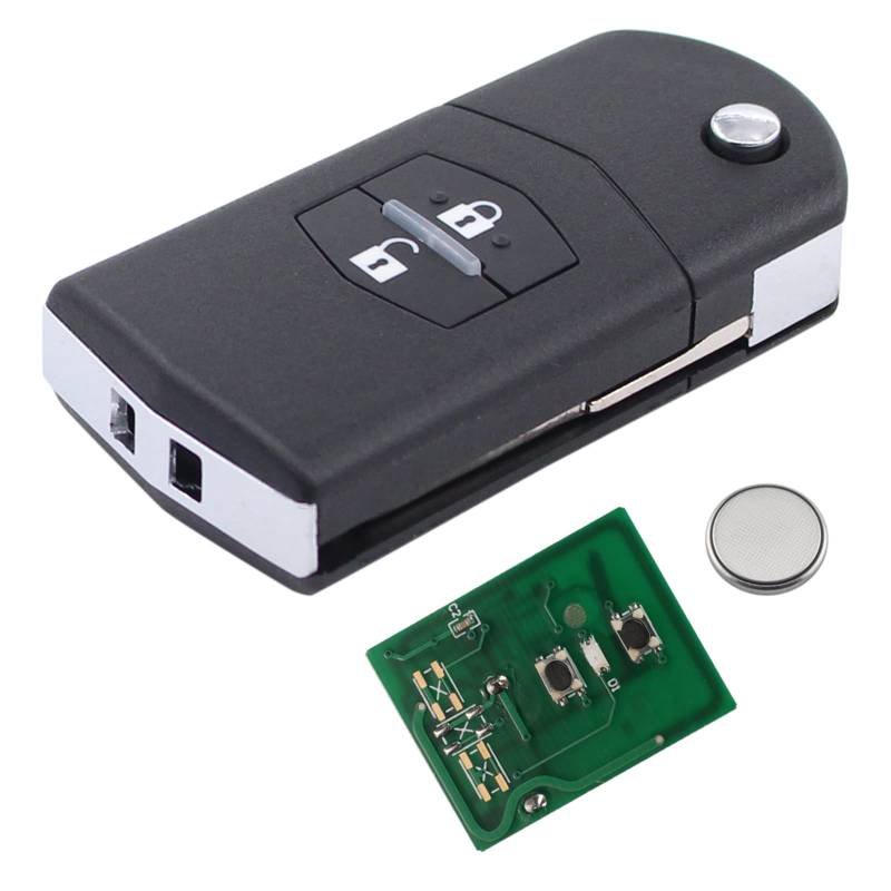 Schlüssel Fernbedienung Autoschlüssel Funkschlüssel 2 Tasten Sendeeinheit 433Mhz 4D63 Chip mit elektronische Karte Transponder Gehäuse Fräsen Batterie für Maz-da 3 5 6 GH GJ CX7 von Doo Engy