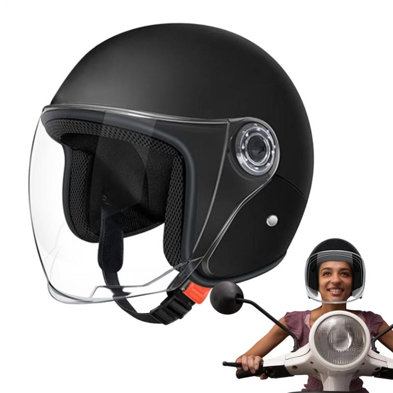 Jethelm Mit Visier, Leichte Moto-Halbhelme,Motorradhelm Motorrad Roller Helm Mopedhelm Für Motorolle, Reithelme Motorrad,Süße Four Seasons Halbhelme,Atmungsaktiv Mopedhelm Für Männer Und Frauen, von Dopsyesn