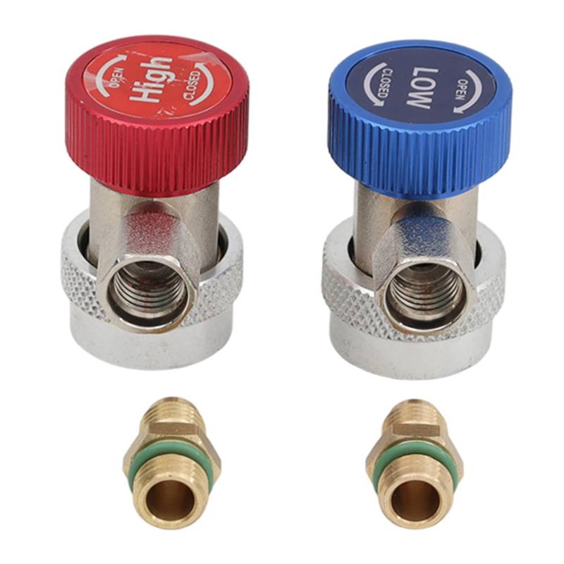2-teiliger R134A-Adapter, R134A-Adapteranschlüsse mit überragender Effizienz, Kfz-Klimaanlagen-Hoch-/Niederdruckkupplungen für Wartung und Nachfüllen, Auto-AC-Adapter, R454B-Kältemitteladapter, K von Dorccsi