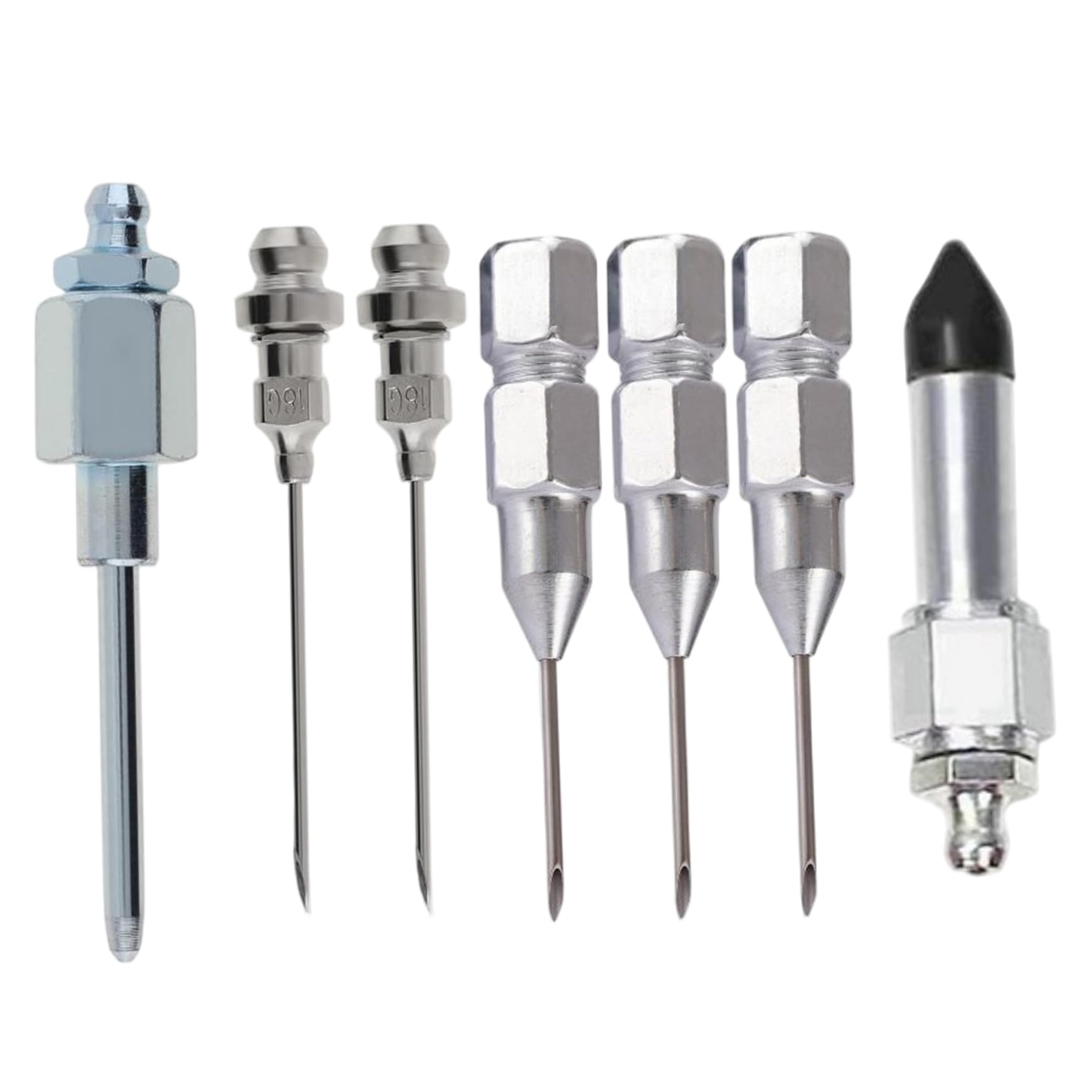 7-teiliges Fettpressenspitzen-Set, multifunktional, praktisch, robust, aus Metall, Nadelspitze für Fettpressen und Zubehörset für enge Räume, Fettnadel, Nadelspitze für Fettpressen von Dorccsi