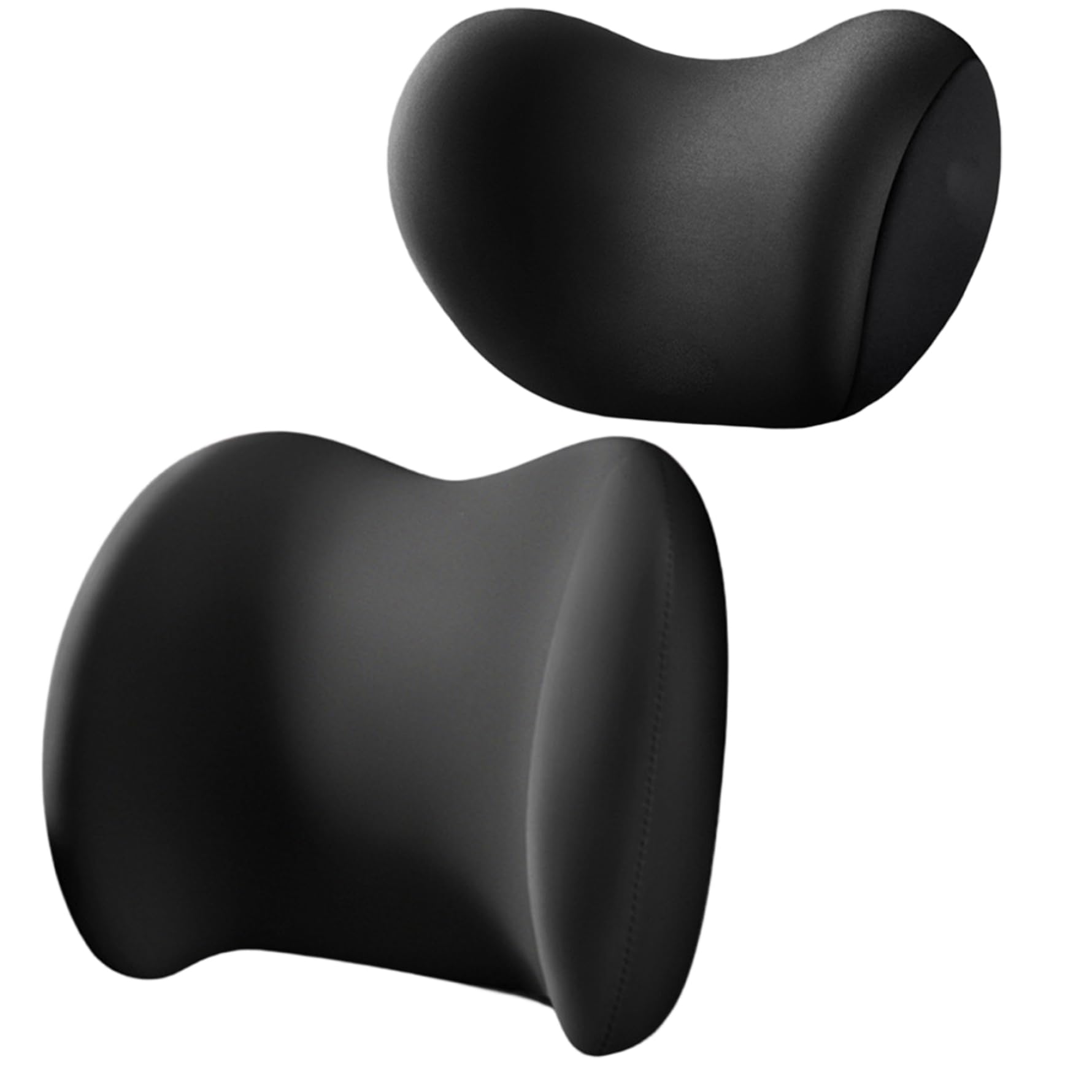 Kopfstützen- und Lordosenstützkissen fürs Auto, 2-teiliges Memory Foam-Autokissen mit Faserbezug, atmungsaktiv, ergonomisch und ermüdungslindernd für lange Fahrten, schwarzes Auto-Kopfstützenkiss Kopfstützen- und Lordosenstützkissen fürs Auto, 2-teiliges Memory Foam-Autokissen mit Faserbezug, atmungsaktiv, ergonomisch und ermüdungslindernd für lange Fahrten, schwarzes Auto-Kopfstützenkiss von Dorccsi