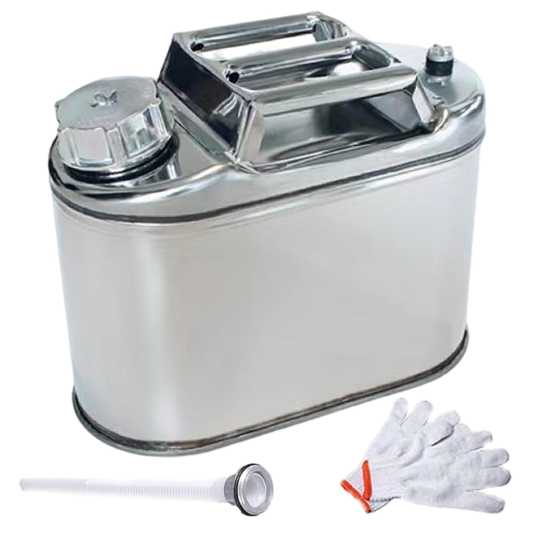 Kraftstoffkanister, 5l Edelstahl Camping Kraftstoffkanister mit Kraftstoffschlauch und Handschuhen, stabiler mit 3 Griffen für Camping, Bootfahren oder Motorrennen Diesel Kraft Kraftstoffkanister, 5l Edelstahl Camping Kraftstoffkanister mit Kraftstoffschlauch und Handschuhen, stabiler mit 3 Griffen für Camping, Bootfahren oder Motorrennen Diesel Kraft von Dorccsi