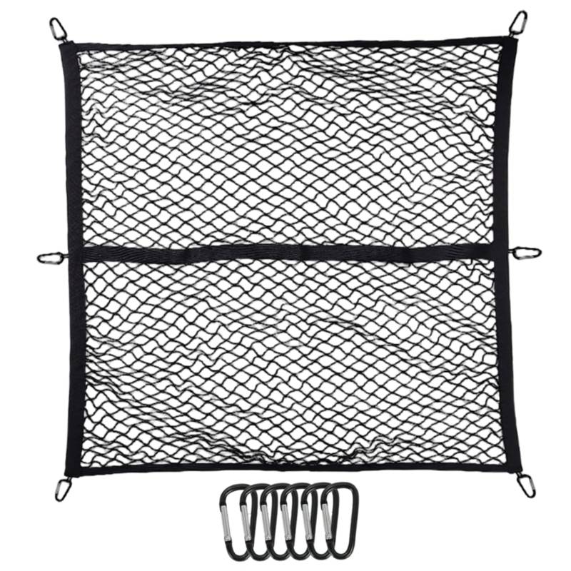 Ladungsnetz, 47 x 47 Zoll, hochelastisches Polyester-Ladungsnetz mit Karabiner, faltbares tragbares Auto-Lagernetz für Lieferwagen, Auto-Decken-, für Lieferwagen, Lage von Dorccsi
