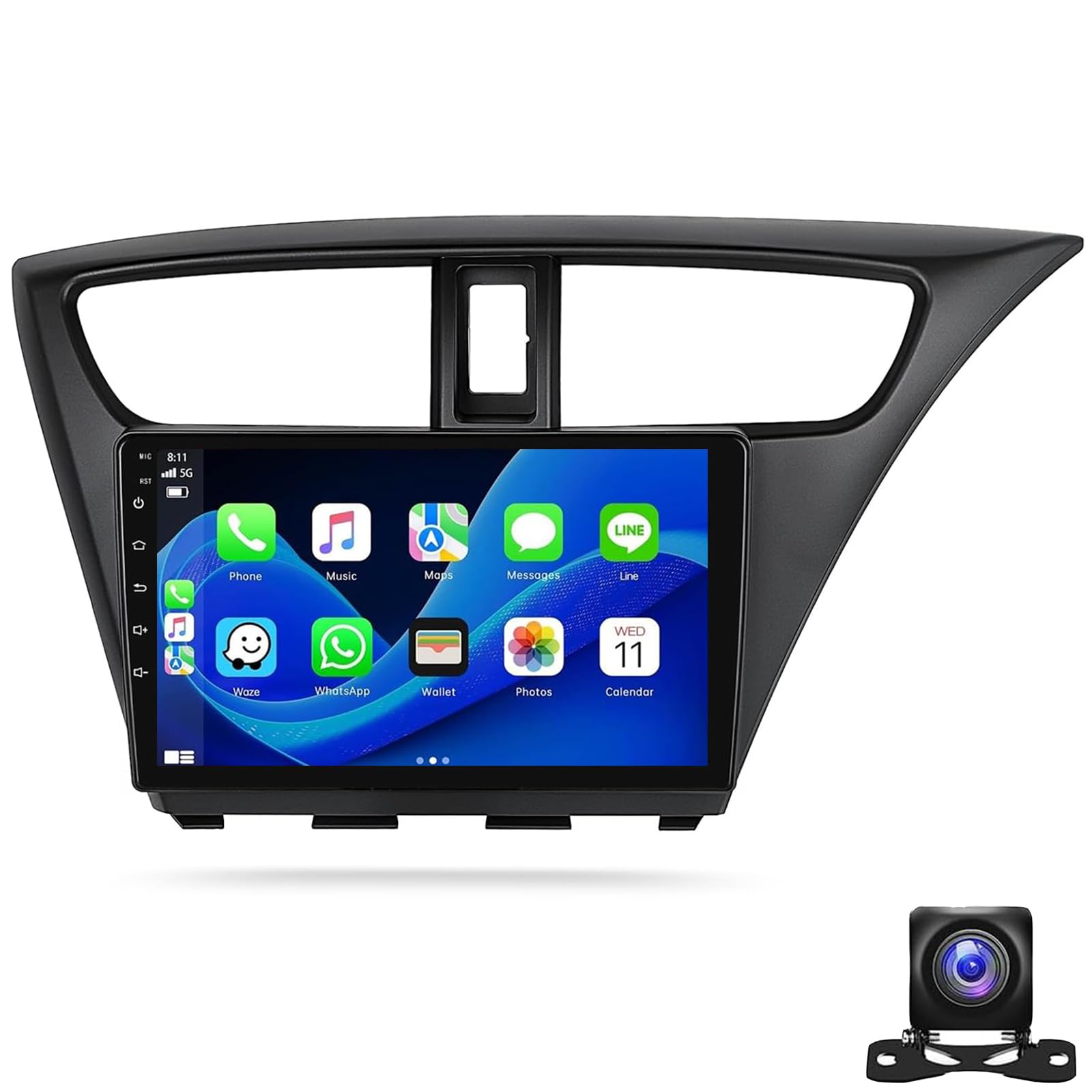 Android Car Stereo Für H-onda Civic 2012-2015 Rechte Fahrt Mit Drahtloser Carplay Android Auto 9 "touchscreen Bluetooth Mirror Link Mit Gps Sat Nav Wifi Fm Rds Radio Head Unit(Color:4G 3+32G) von Dorwioll