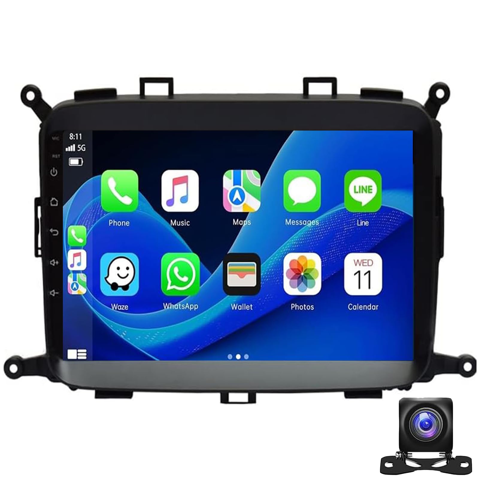 Dorwioll Android 14 IPS Car Stereo Für Ki-a Careens 2013-2018 Wireless Carplay/Android Auto/dsp Kamera+mikrofon 9 Zoll 2 Din GPS-Navigation-mit Lenkrad 4g WiFi Camera Ahd Bt Bt(Color:4G 2+32G) von Dorwioll