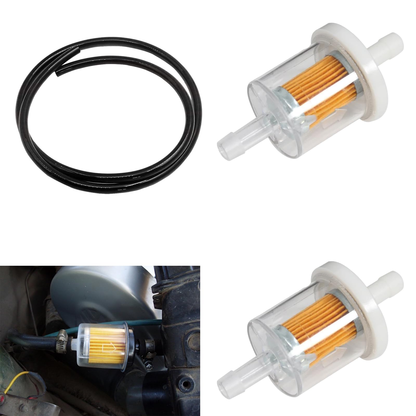 Benzinschlauch Kit, 8MM Kraftstofffilter+ 1M Kraftstoffleitung,Motorrad Benzinfilter,Kraftstofffilter Diesel,Sprit Filter für Motorrad,Rasenmäher,Auto Benzinschlauch Kit, 8MM Kraftstofffilter+ 1M Kraftstoffleitung,Motorrad Benzinfilter,Kraftstofffilter Diesel,Sprit Filter für Motorrad,Rasenmäher,Auto von Doukesh