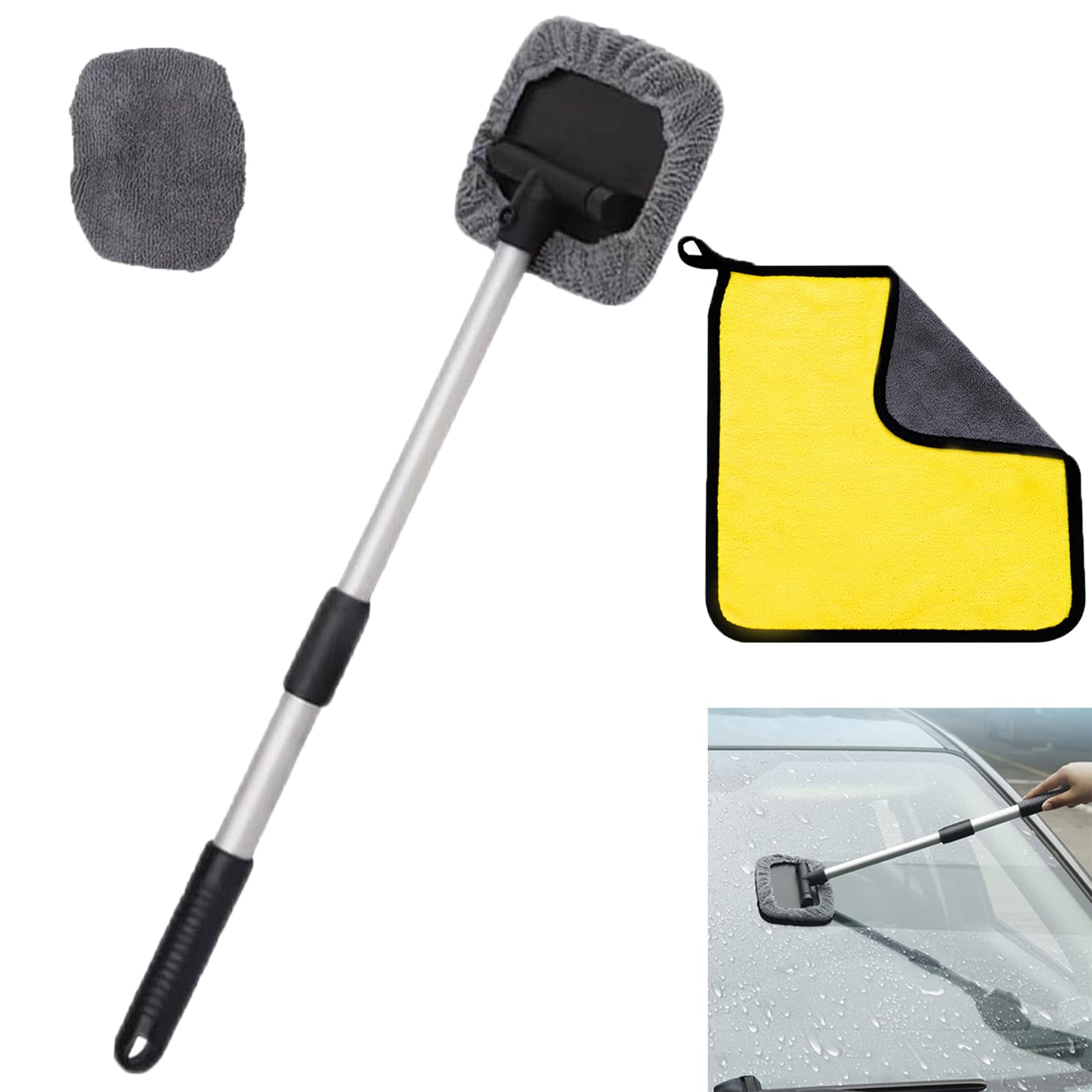 Doukesh Windschutzscheibenreiniger,Autoscheiben Innenreiniger mit Teleskop-Griff,Scheibenreiniger Auto mit 2 Mikrofaserpads,Windschutzscheiben Reiniger,Reinigungswerkzeug für Windschutzscheibe,46CM Doukesh Windschutzscheibenreiniger,Autoscheiben Innenreiniger mit Teleskop-Griff,Scheibenreiniger Auto mit 2 Mikrofaserpads,Windschutzscheiben Reiniger,Reinigungswerkzeug für Windschutzscheibe,46CM von Doukesh
