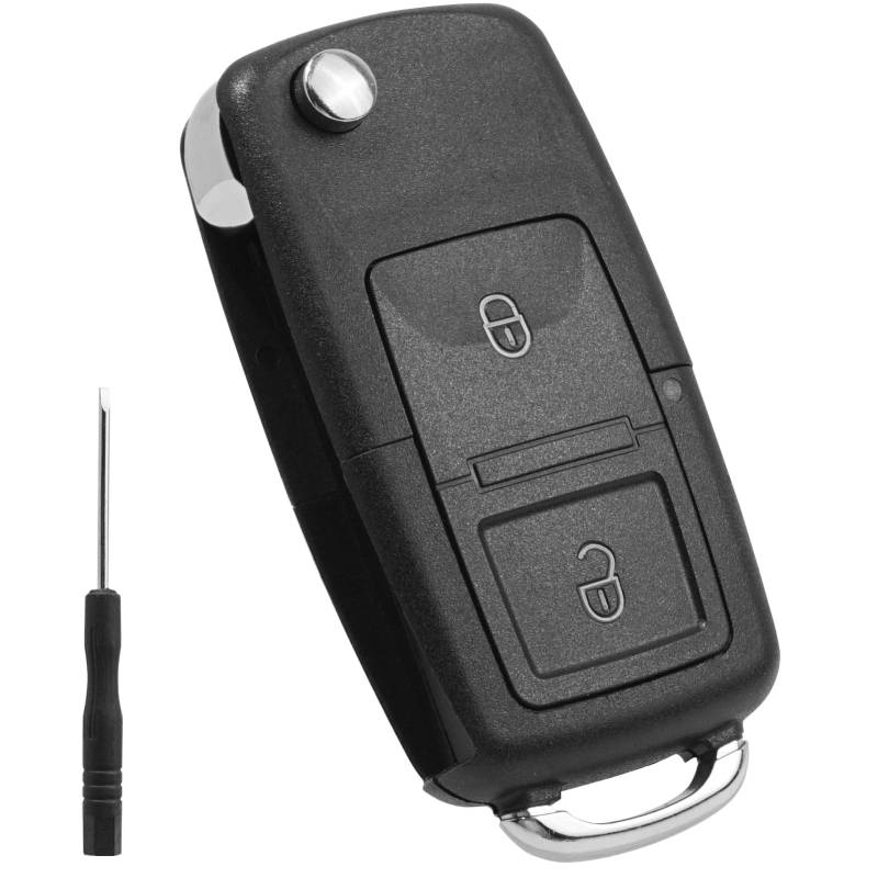 2 Tasten Schlüsselgehäuse Kompatibel mit VW MK4 Bora Golf 4 5 6 Passat Polo Touran, Remote Flip Folding Autoschlüsselschale für VW Klappschlüssel, Schlüsselhülle Hülle Ersatzschlüssel von Dozylive