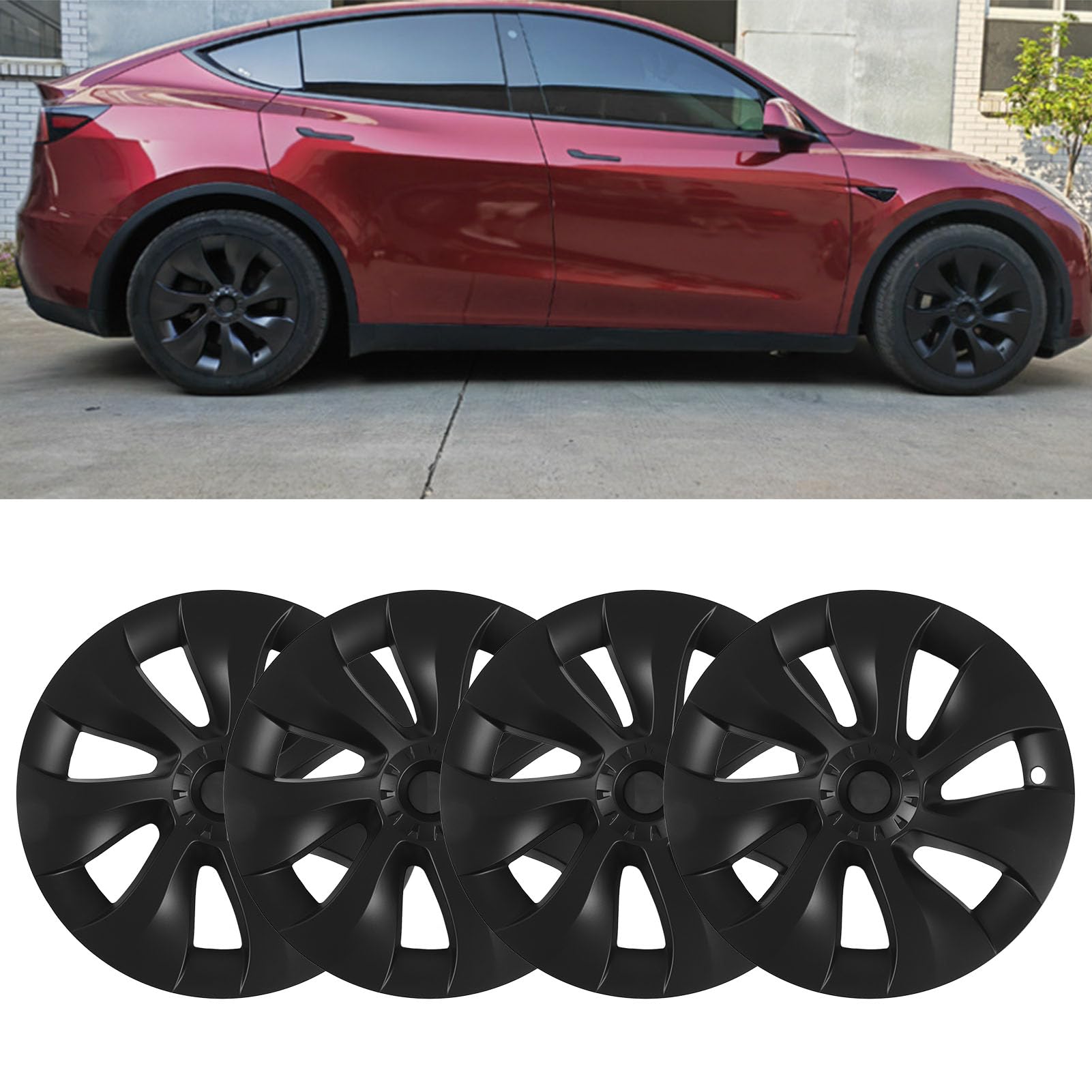 4 Stück Tesla Model Y Radabdeckung, 19 Zoll Radkappen, Zyklon Stil Abdeckung mit Reduziertem Windwiderstand, Ersatz Radkappen Außenzubehör, Leistungssteigerung für Modell Y 2020 (Symmetrisch) von Dpofirs