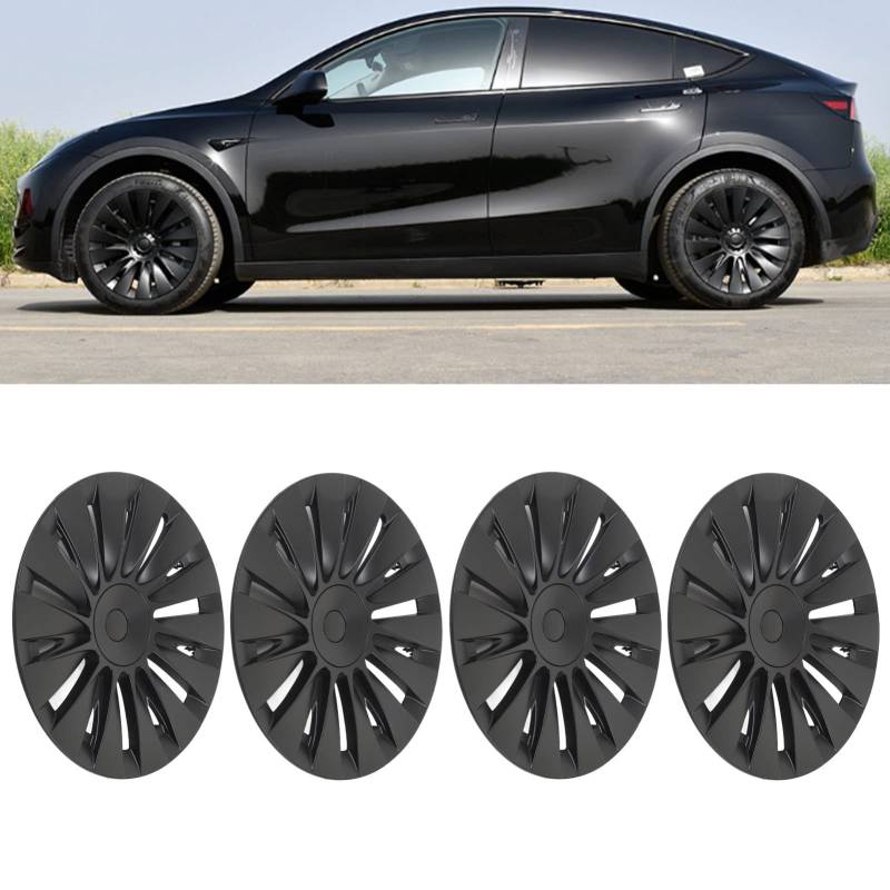 4 Stück Tesla Model Y Radabdeckung, 19 Zoll Radkappen Radnabenkappen, Sportliche Felgenschutzabdeckung, Ersatz Radkappen, Außenzubehör, Leistungssteigerung für Modell Y 2020 Bis von Dpofirs