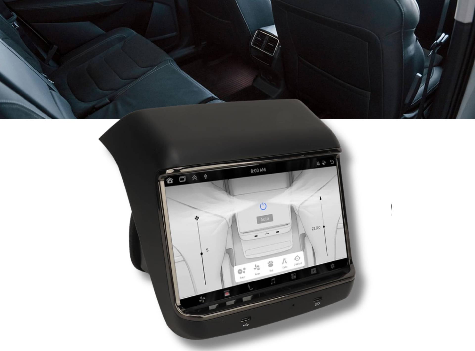 Dpofirs 7,2-Zoll-LCD-Bildschirm für den Rücksitz für Tesla Model 3 und Model Y, mit Klimaanlage für den Rücksitz und Multimedia-Entertainment-System (2019–2023) von Dpofirs