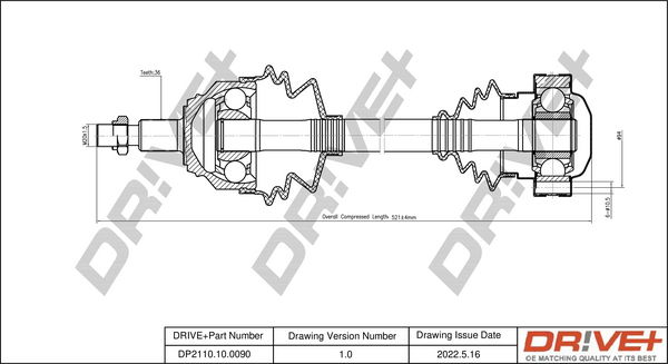 Antriebswelle Vorderachse links Dr!ve+ DP2110.10.0090 Antriebswelle Vorderachse links Dr!ve+ DP2110.10.0090 von Dr!ve+