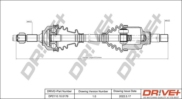 Antriebswelle Vorderachse links Dr!ve+ DP2110.10.0176 von Dr!ve+