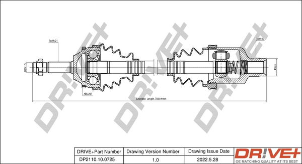 Antriebswelle Vorderachse rechts Dr!ve+ DP2110.10.0725 Antriebswelle Vorderachse rechts Dr!ve+ DP2110.10.0725 von Dr!ve+