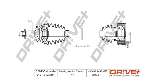 Antriebswelle Vorderachse rechts Dr!ve+ DP2110.10.1758 Antriebswelle Vorderachse rechts Dr!ve+ DP2110.10.1758 von Dr!ve+