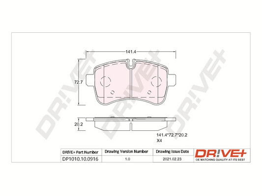Bremsbelagsatz, Scheibenbremse Hinterachse Dr!ve+ DP1010.10.0916 von Dr!ve+