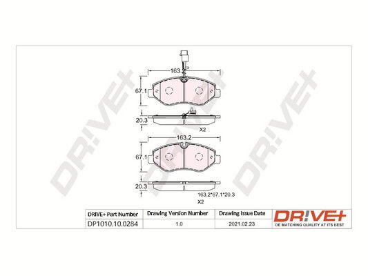 Bremsbelagsatz, Scheibenbremse Vorderachse Dr!ve+ DP1010.10.0284 von Dr!ve+