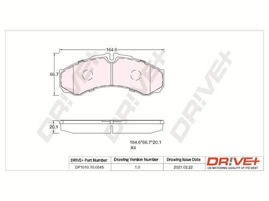 Bremsbelagsatz, Scheibenbremse Vorderachse Dr!ve+ DP1010.10.0845 von Dr!ve+