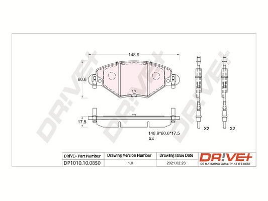 Bremsbelagsatz, Scheibenbremse Vorderachse Dr!ve+ DP1010.10.0850 von Dr!ve+