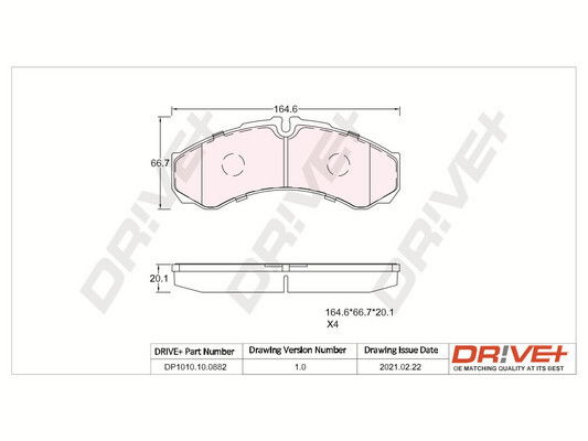 Bremsbelagsatz, Scheibenbremse Vorderachse Dr!ve+ DP1010.10.0882 Bremsbelagsatz, Scheibenbremse Vorderachse Dr!ve+ DP1010.10.0882 von Dr!ve+