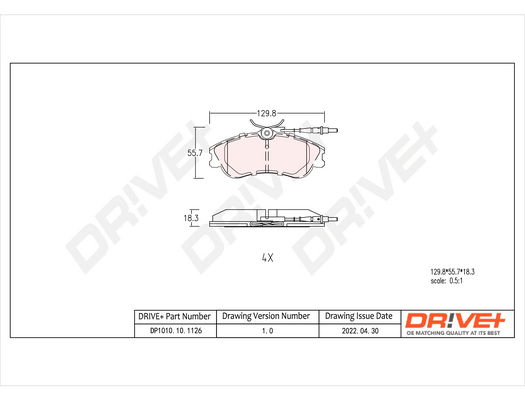 Bremsbelagsatz, Scheibenbremse Vorderachse Dr!ve+ DP1010.10.1126 von Dr!ve+
