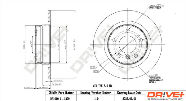 Bremsscheibe Hinterachse Dr!ve+ DP1010.11.1399 Bremsscheibe Hinterachse Dr!ve+ DP1010.11.1399 von Dr!ve+