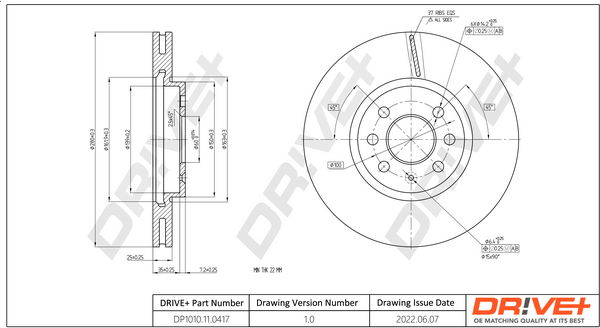 Bremsscheibe Vorderachse Dr!ve+ DP1010.11.0417 Bremsscheibe Vorderachse Dr!ve+ DP1010.11.0417 von Dr!ve+
