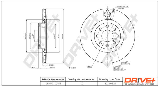 Bremsscheibe Vorderachse Dr!ve+ DP1010.11.0485 Bremsscheibe Vorderachse Dr!ve+ DP1010.11.0485 von Dr!ve+