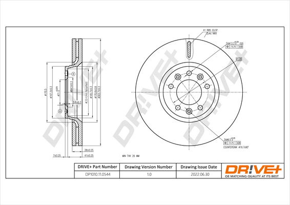 Bremsscheibe Vorderachse Dr!ve+ DP1010.11.0544 Bremsscheibe Vorderachse Dr!ve+ DP1010.11.0544 von Dr!ve+