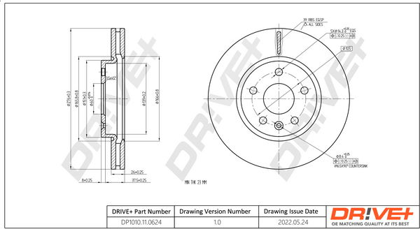Bremsscheibe Vorderachse Dr!ve+ DP1010.11.0624 Bremsscheibe Vorderachse Dr!ve+ DP1010.11.0624 von Dr!ve+